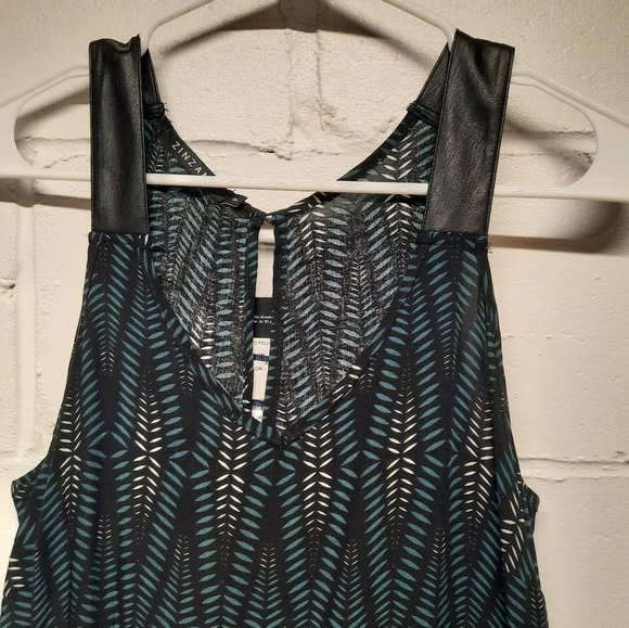 NWT Zinzane Striped Geometric Wide Leg Jumpsuit Black Green - Size Small - Picture 2 of 10